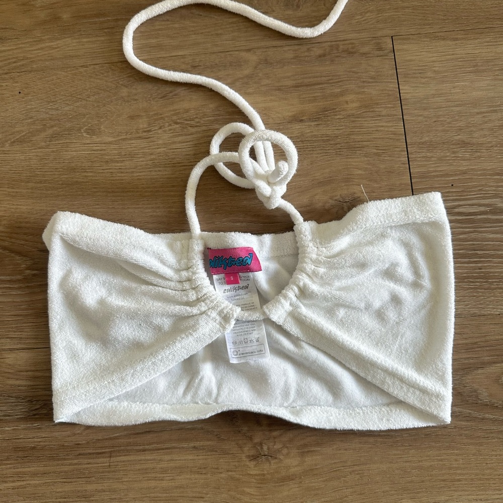 Edikted White Halter Terry Cloth Top